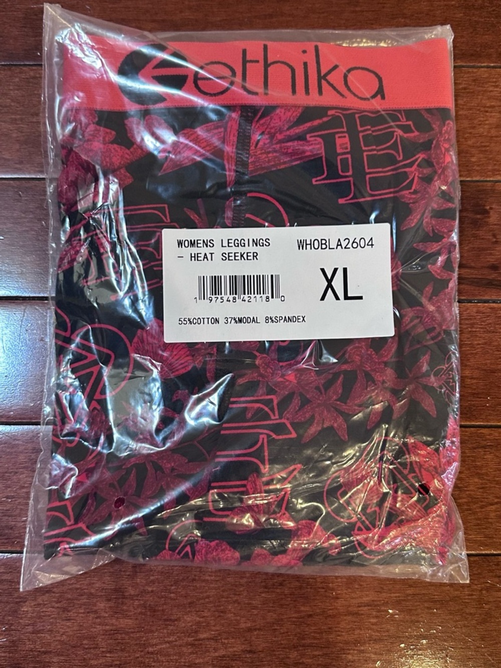 Ethika Heat Seeker Black & Red Floral Print Leggings - Picture 2 of 4
